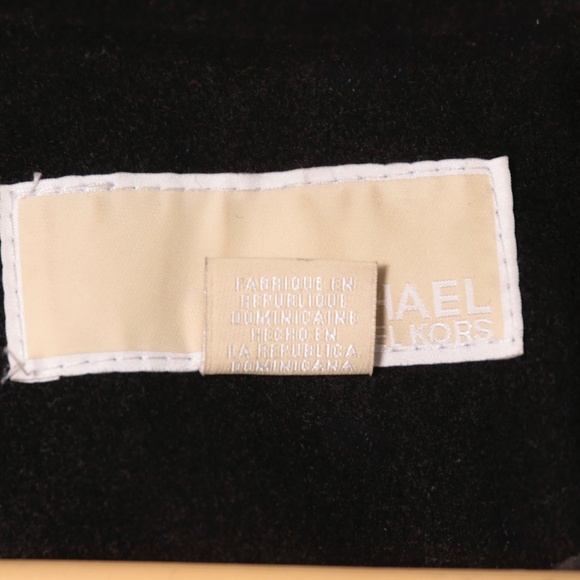 Michael Kors Black Wool Blend Zip Belted Gold Accents Coat Jacket Womens 2XL - Picture 6 of 12